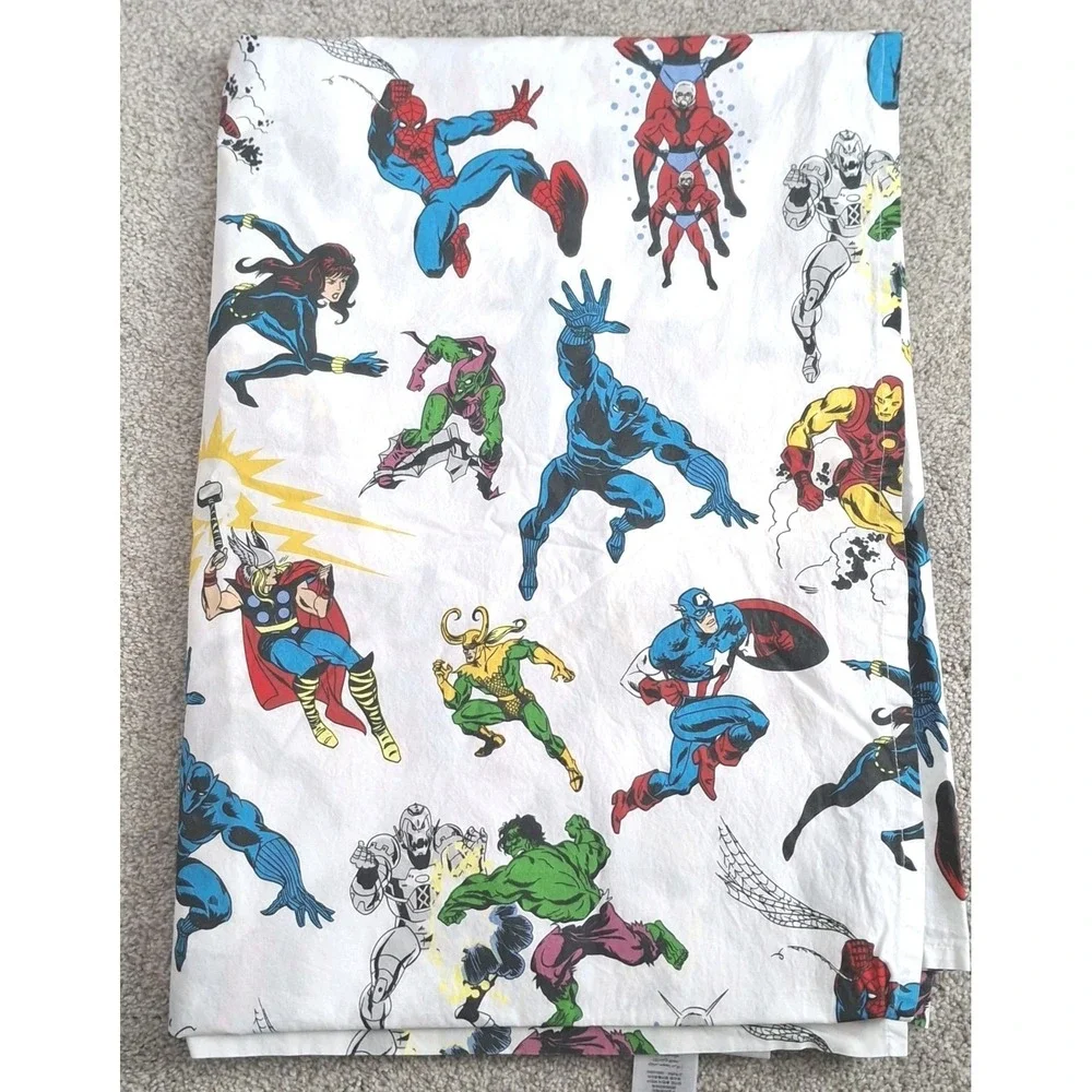 Pottery Barn Kids Marvel Comic Avengers Twin Size Flat Sheet Cotton Superheroes